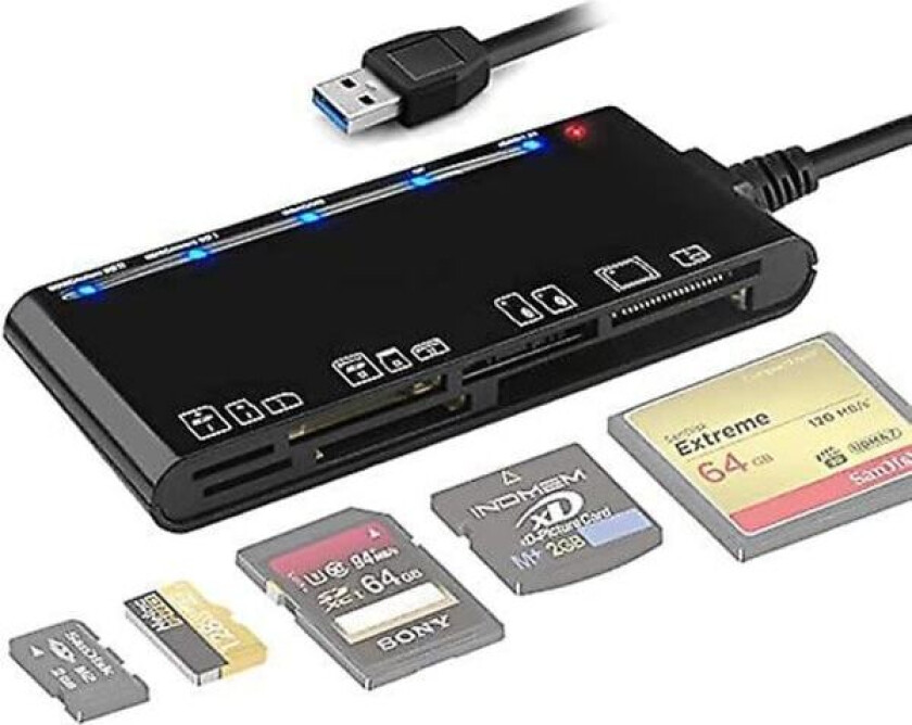 IC Kortleser USB 3.0, 7-i-1 minnekortleser USB 3.0 Høy hastighet
