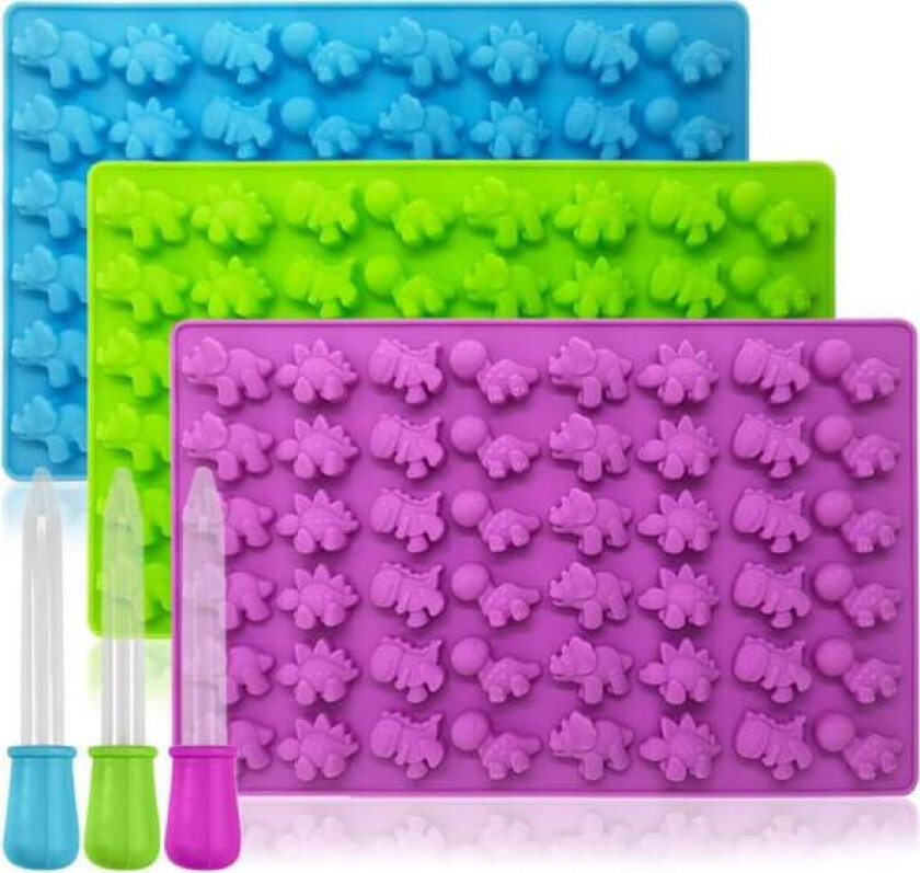 Mini 48 Silikon Sjokoladeform med Søt Liten Dinosaur Isbitform Myk Godteriform Med Dråper