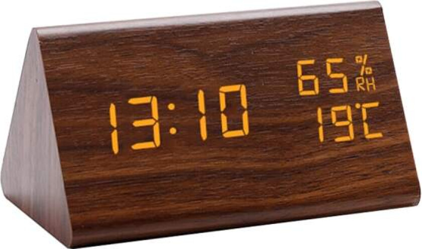 LED-hygrometer vekkerklokke med LED-treklokke, trekant, elektronisk digital klokke, trehygrometer