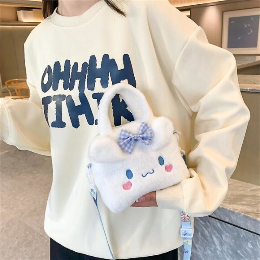 Sanrio Veske Kawaii Plussj Cinnamoroll Melody Kuromi Myk Stoff Håndveske Skulderveske Anime Fylt Ryggsekk Jenter Barn Gaver White