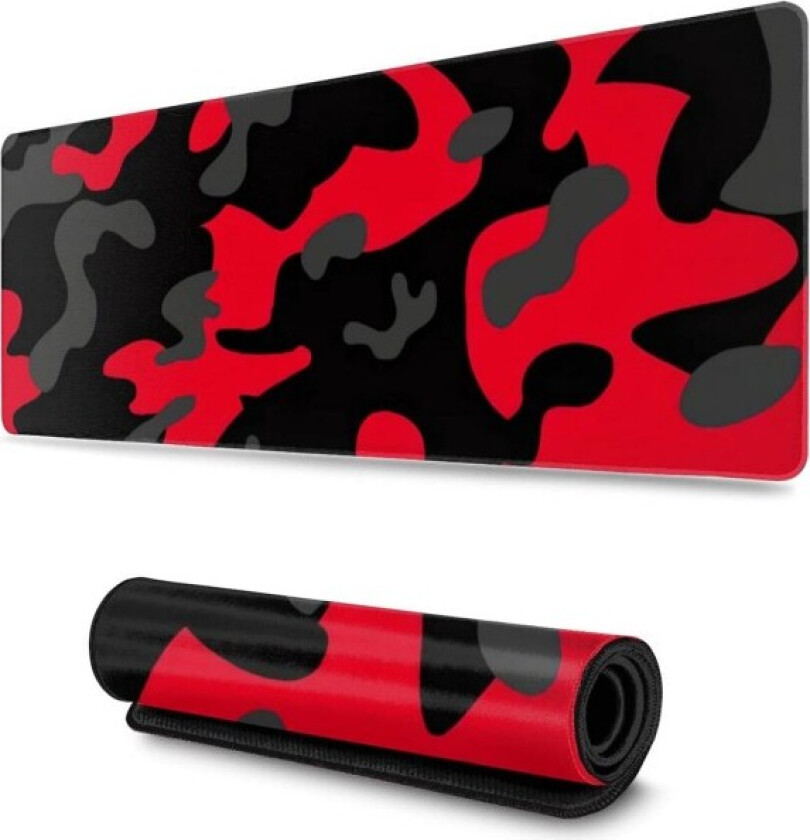 Rød og svart spillmusematte stor XL skrivebordsmatte kamuflasje lang utvidet matte stor musematte hjemmekontor dekor tilbehør for datamaskin PC bærbar PC