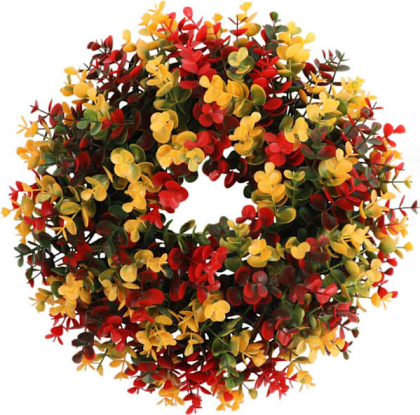 Høstkrans 15 tommer kunstig simulering blandede blader julekrans hengende realistisk høstkrans for inngangsdør veggvindu små kranser Små Små
