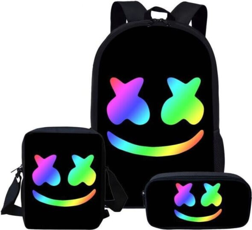 Dj Marshmallow Ryggsekk Skoleveske Ryggsekk i tre sett - Perfekt
