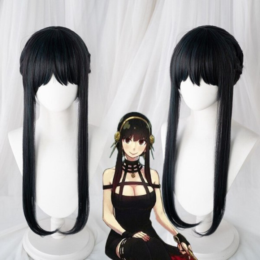 Anime SPY×FAMILY Yor Forger Lang Svart Cosplay Parykk Hårrull Pl Svart One Size