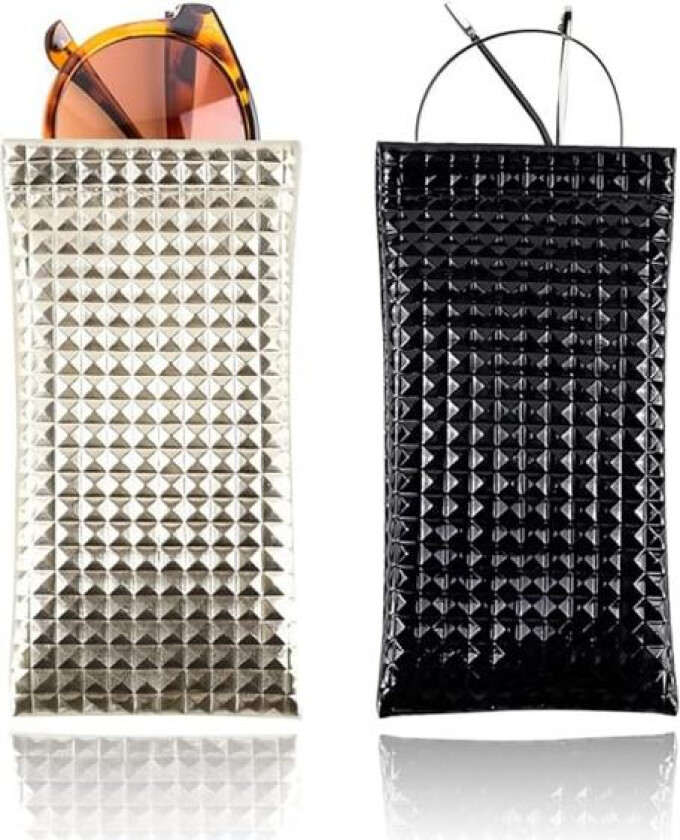 2 Fashion Brilleetui Mykt, PU Lær Solbriller Lese Briller Veske med Trykknapp Briller