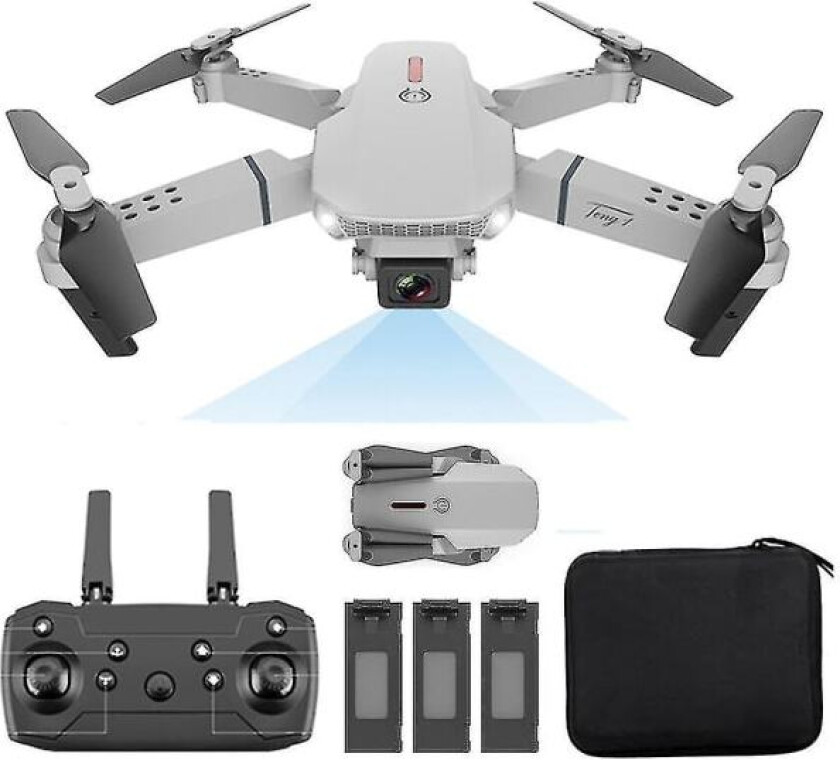 E88 Pro Drone med kamera for voksne og barn, 4k HD Wifi Fpv Drone, sammenleggbar Rc Quadcopter for nybegynnere, Leke Gaver med 3 batterier