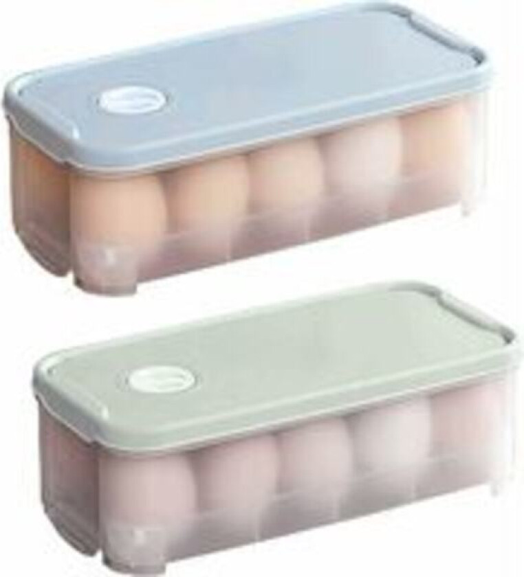 Kjøleskap Egg Box 2 stk Egg Oppbevaringsboks 10 Egg, Plast Egg Box med Lokk, Egg Matboks for Kjøleskap Kjøkken Camping Piknik