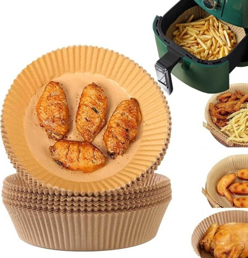 Air Fryer Paper 200 -pakke - 20 cm engangspapir for luft frigjort brun