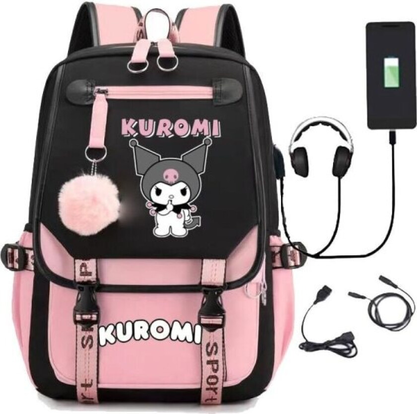 Kuromi ryggsekk barn ryggsekker ryggsekk 1 stk rosa 2 rosa 2