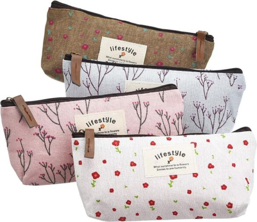 4 stk penneetui blyantveske lerret blyant pennal pennholder