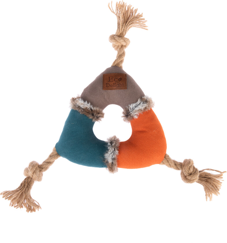 hundeleke Threeside plysjtau - Ø 17 cm