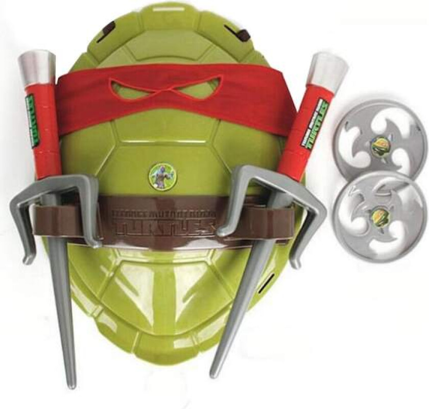 Teenage Mutant Ninja Turtles festdrakt for barn, med ryggskall, maske og leketøy, 50 % tilbud (rød)