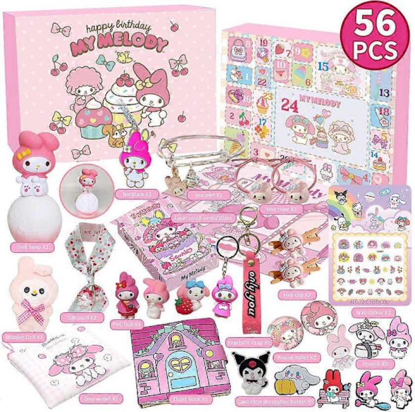 Julekalender Nedtelling 2024 Kuromi My Melody Cinnamoroll Sanrio Leketilbehør Jenter Kalender Gave My Melody