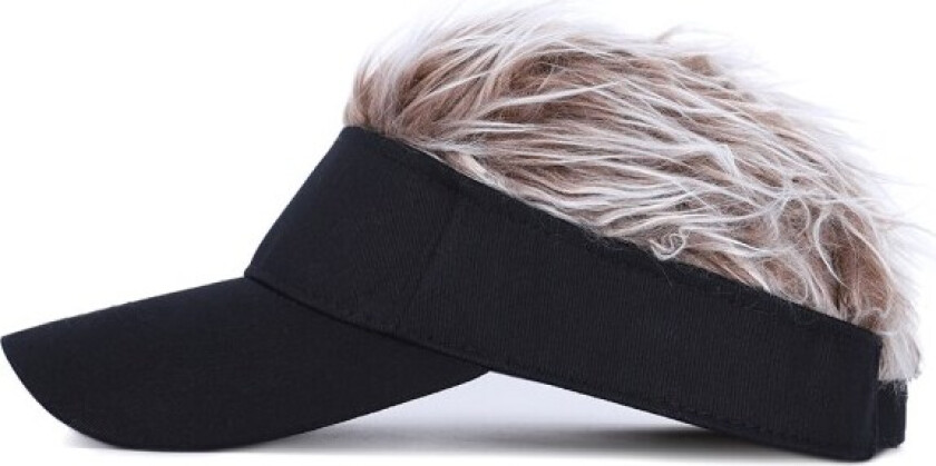 Herre Nyhet Pigghår Visor Sol Morsomme Golf Hatter Falsk Parykk Toppet Justerbar Baseball Caps - kaki