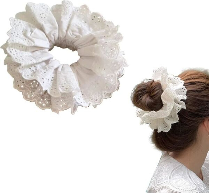 Hvite blonder Scrunchies store hår Scrunchies for kvinner, elastiske hårbånd Scrunchy myke hårbånd tau, Bobbles hestehaleholdere hår Lolita Scrunchie