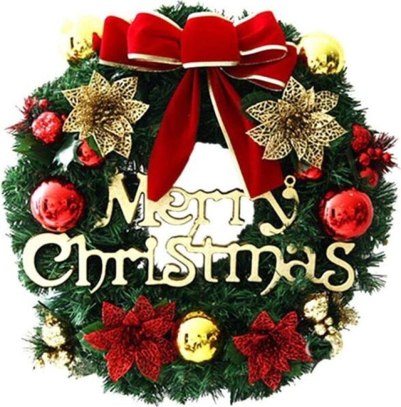 Julekrans i plast, 30 cm, rød