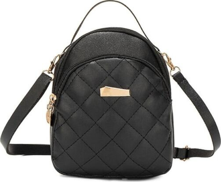 Jenter Casual Daypack Kvinner Pu Lær Ryggsekk Studenter Liten Skole Ryggsekk (FMY) Black