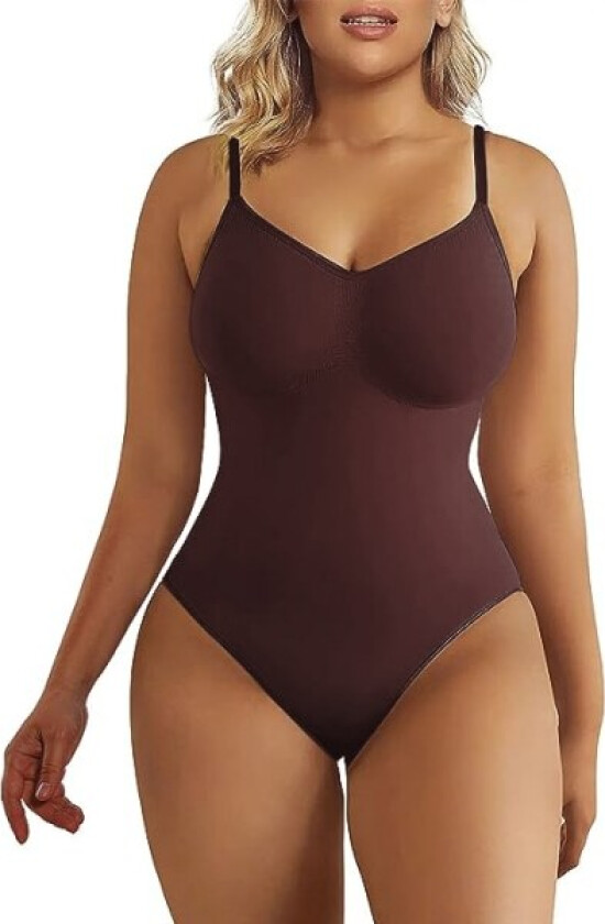 Body for kvinner Magekontroll Shapewear Seamless Sculpting Thong Body Shaper Tankini brun brown 2XL