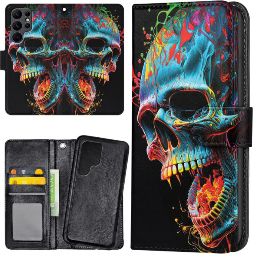 Samsung Galaxy S23 Ultra - Lommebok Deksel Skull