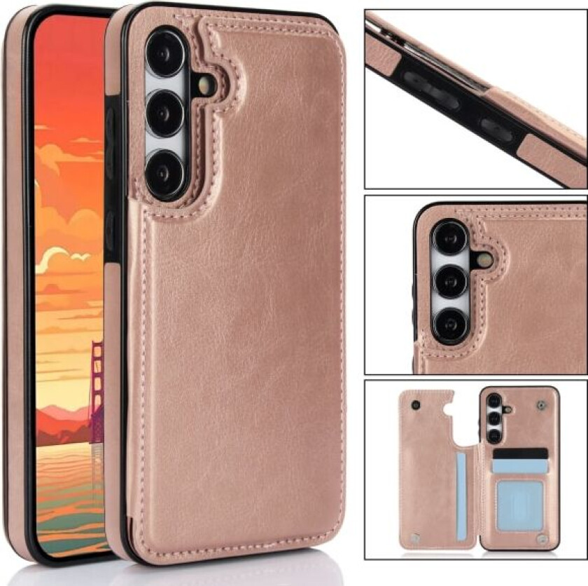 Samsung Galaxy S24 PLUS - Elegant deksel med lommebok/kortlomme Roséguld