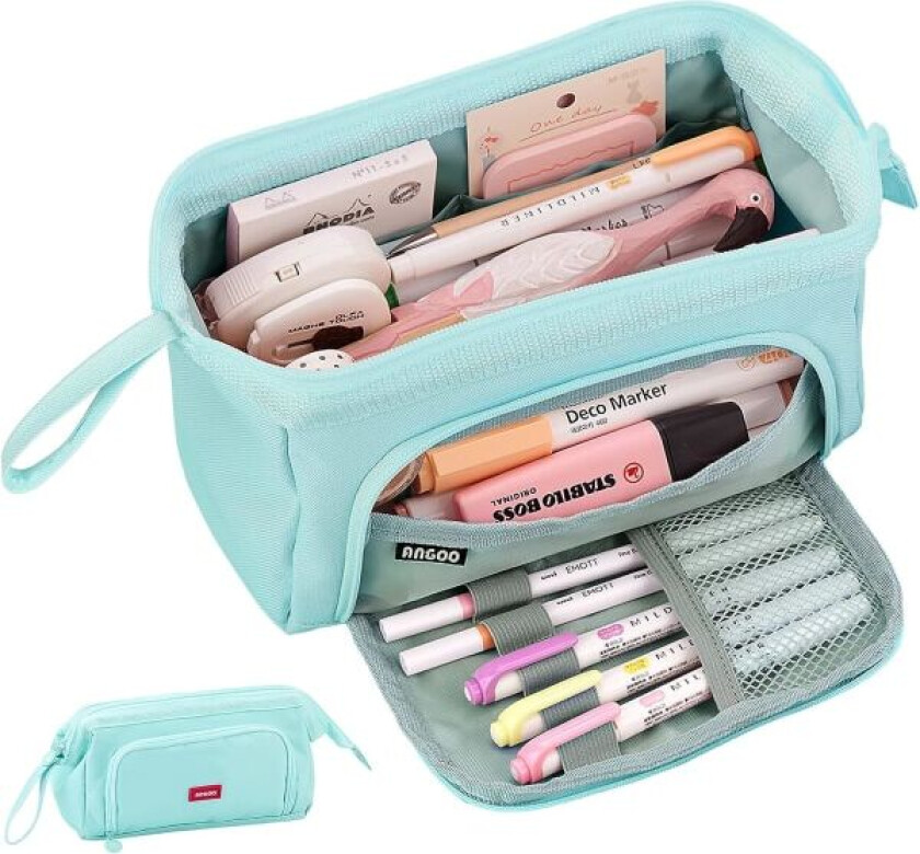 Skoleskrin med stor kapasitet, pennal med håndtak