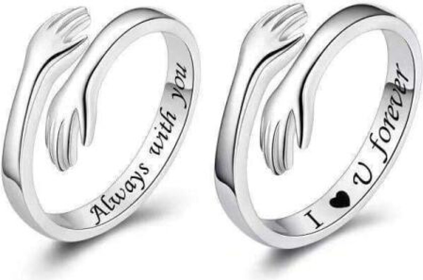 Bilde av Sett med 2 kjærlighetsmeldingsringer for par - Jeg elsker deg Silver