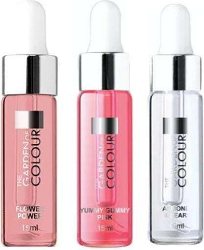3-pakning - Cuticle oil - Blomst, Tyggegummi, Mandel - 15ml Multicolor