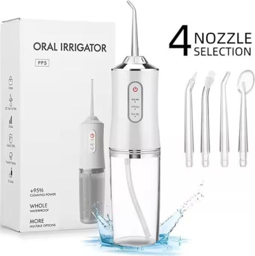 Munnspyler USB Ladbar Vannflosser Bærbar Tannvannstråle 220ml Vannbeholder Tannrensing Irrigador Bucal Ipx7