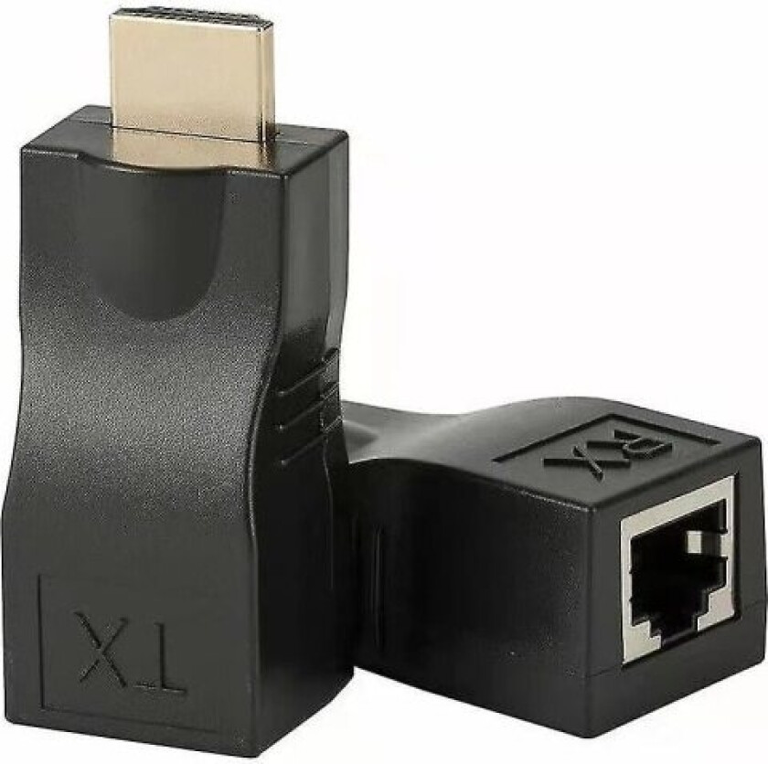 HDMI-forlenger, HDMI til RJ45 1080p LAN-nettverk HDMI-forlengelse opptil 30 m over Cat5e/6 UTP LAN Ethernet-kabel (svart)