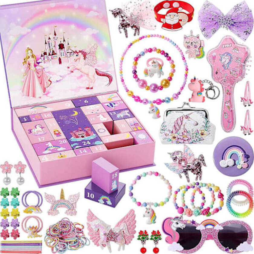 Adventskalender for Jenter - Unicorn Gaver til Jenter Julekalender 24 Dager med Overraskelser Gaver til Datter, Barnebarn Best