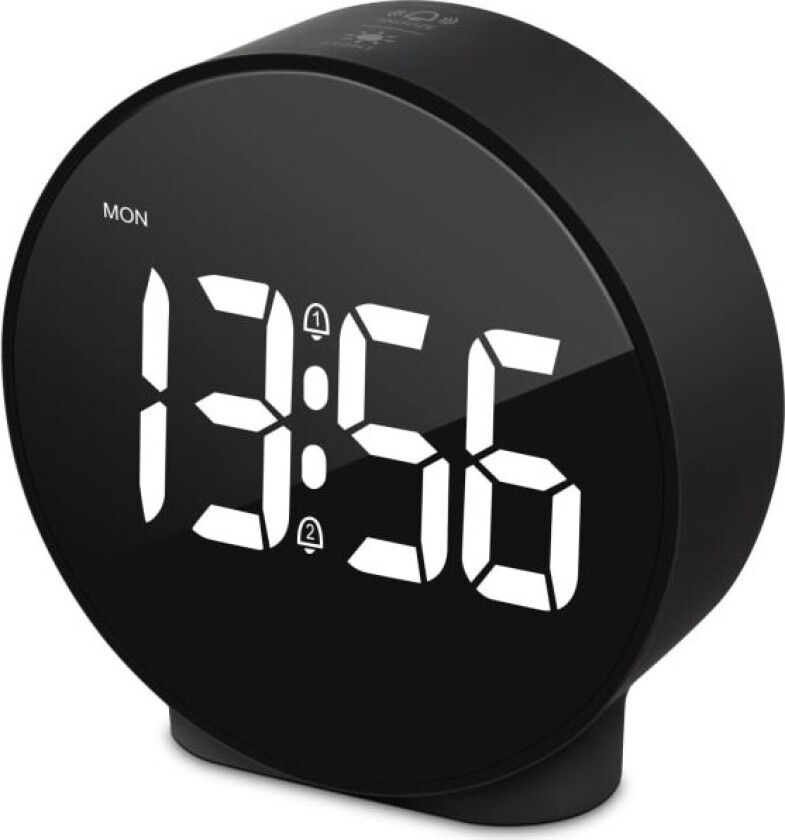 Liten digital vekkerklokke LED-skrivebord Reise Elektronisk klokke Dobbel alarm Snooze Dimmer Sett 12/24H Uke Display 4 tommer