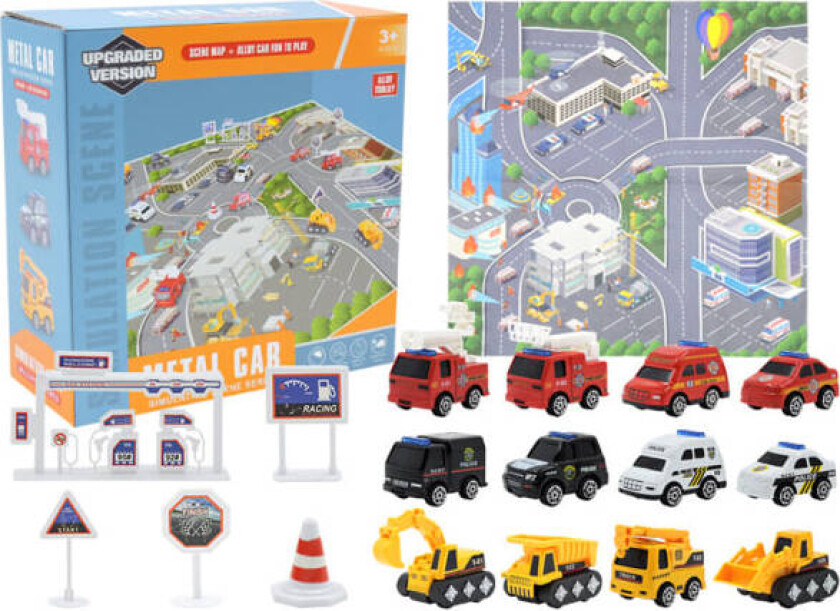 Mub - 2024 adventskalender, barnegåve Biler Lekebiler Barn adventskalendergave Matte + 12 biler + scenpynt