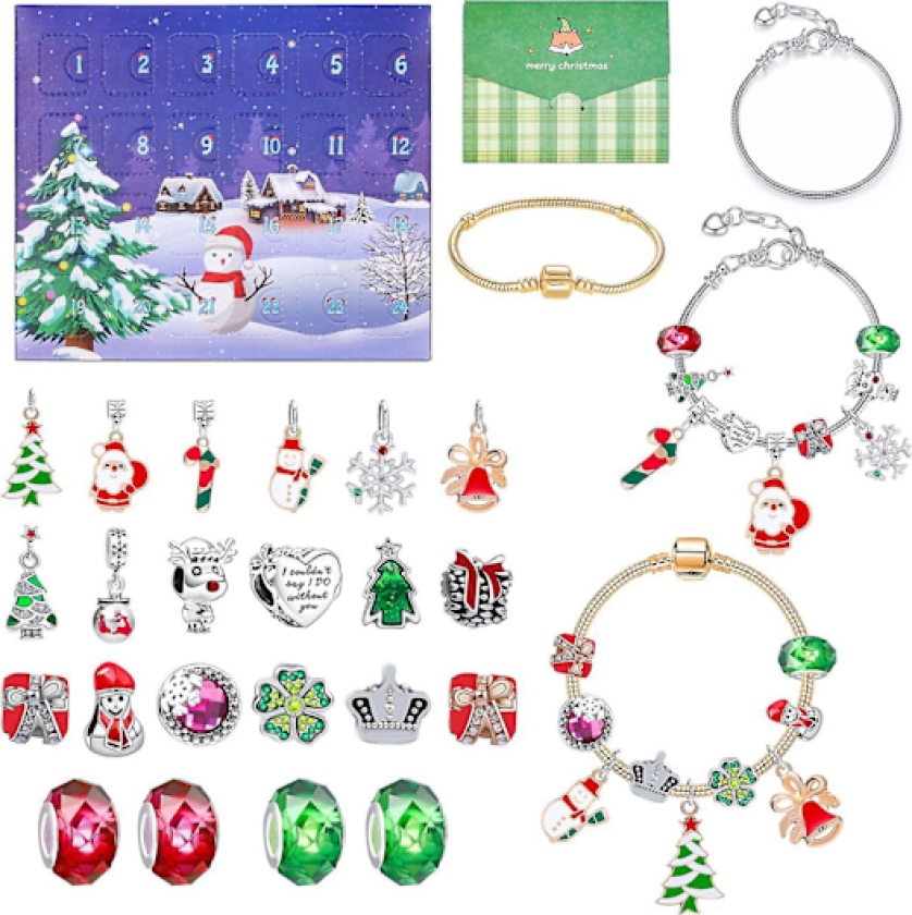 24-Ruters Julekalender DIY Armbånd Gaveboks Stilig Ferie Nedtelling Lekeboks for Barn Tenåringer Bo 17st