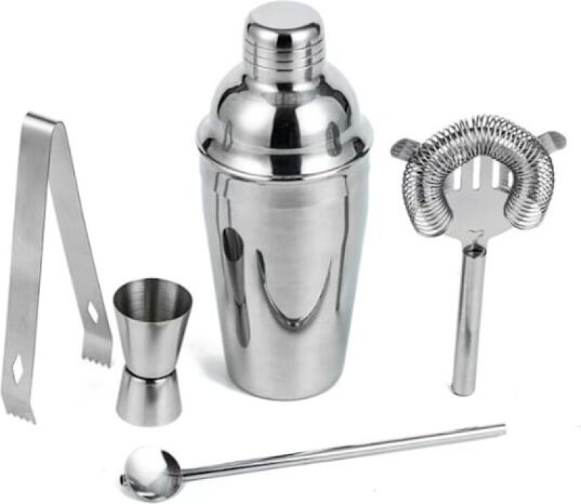 5-delt Cocktailsett, Barsett, Cocktailshaker 350/550/750ml Tilgjengelig - Rustfritt Stål Sølv 350ML Set