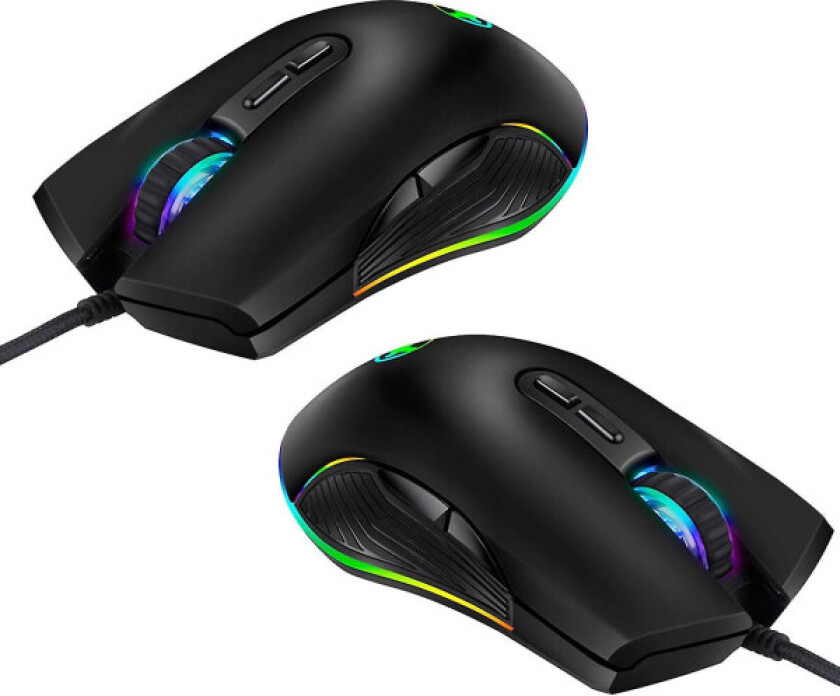 2x USB-C Mus Type C Ergonomisk Ledningsbasert Mus RGB Optisk Mus
