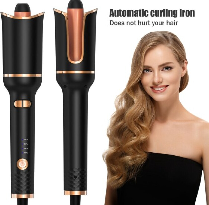 Automatisk krølltang med 360° rotasjon, 4-trinns justerbar