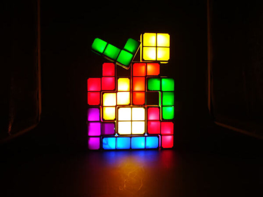 Tetris-lampe, Attoe LED Tetris Stackable nattlampe 7 farger induksjonslås bord