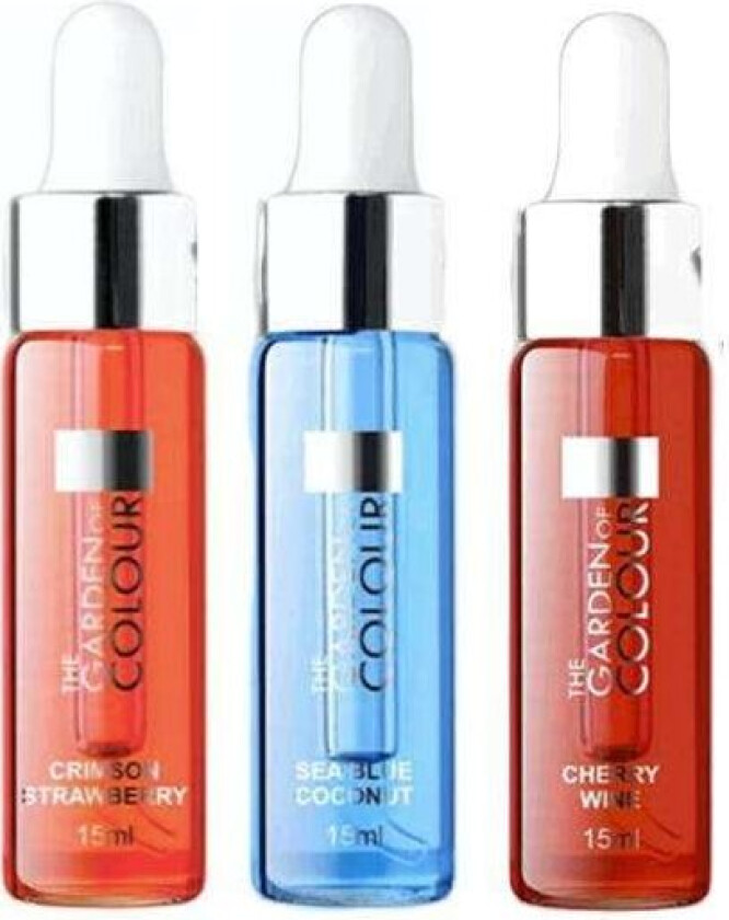 3-pakning - Cuticle Oil - Jordbær, Kokosnøtt, Kirsebær - 15ml Multicolor