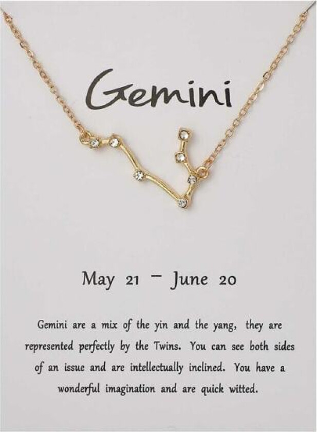 Zodiac Sign halskjede tvillinger Gemini Gift halskjede gull gull