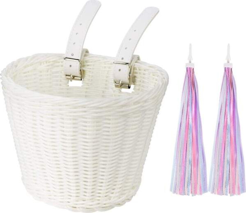 Sykkelkurv for barn, håndvevd sykkelkurv for barn, sykkelkurv for jenter og gutter, med sykkeltilbehør