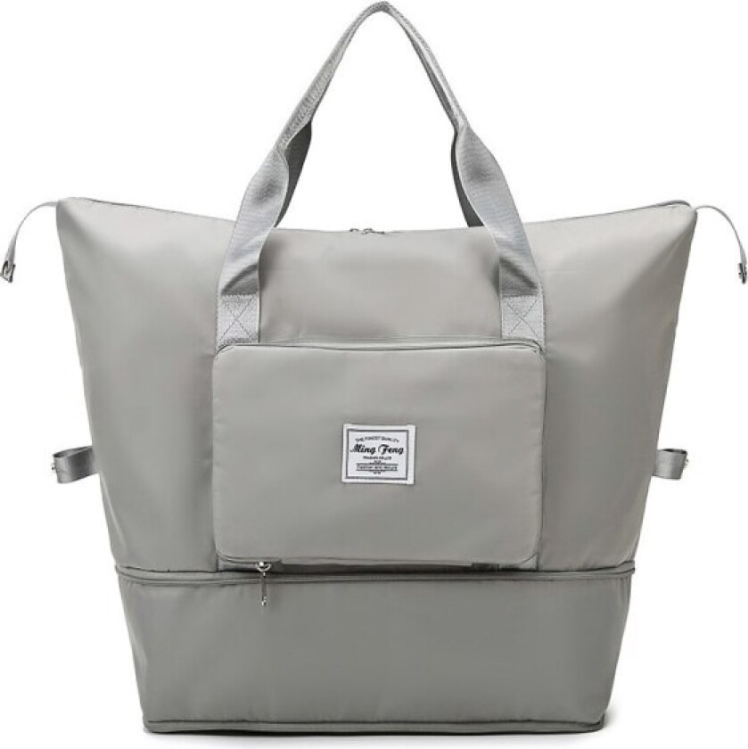 Sammenleggbar Reise Duffel Bag, Stor Kapasitet Sammenleggbar Sports Gym Bag, Lett Vanntett Bag Holdall Tote Carry on Håndbagasje(lys grå) Gray
