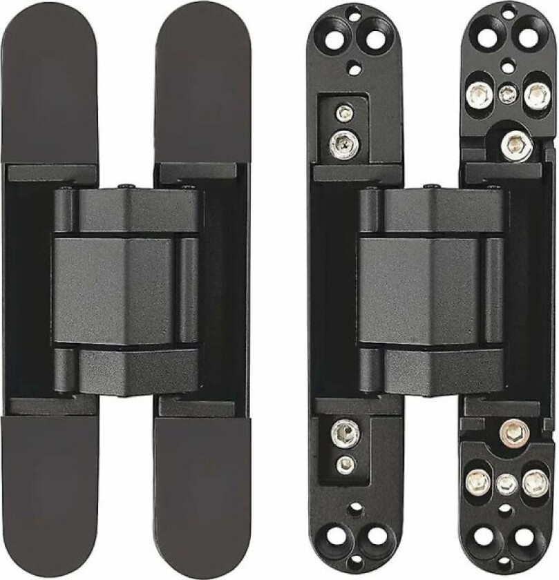Usynlige hengsler for skjult dør Justerbare Heavy Duty 3-d skjulte hengsler - Svart - 1 par