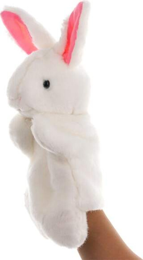 En hvit kanin hånddukke dyr plysj leketøy Papite dukke Kinderg