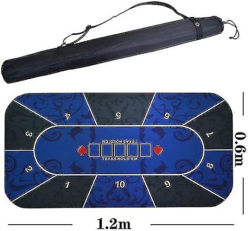 1,2*0,6m Holdem Texas Poker Matte - Holdbar Gummimatte for Hjemmespill