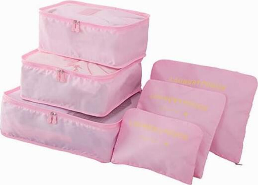 Organisersett for kofferter - Lys rosa