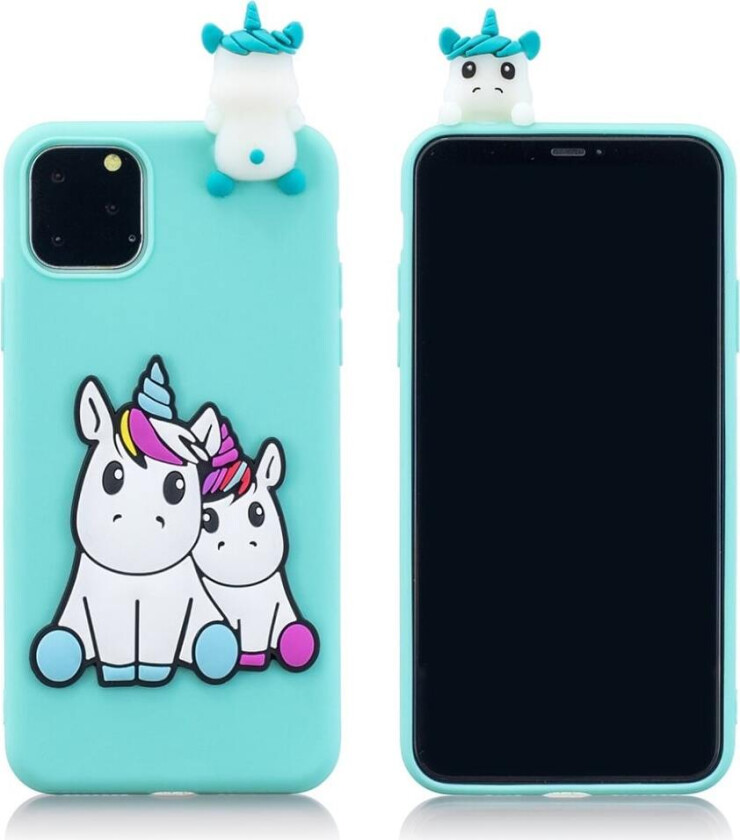 Cute 3D iPhone 11 deksel - Babyblå enhjørninger