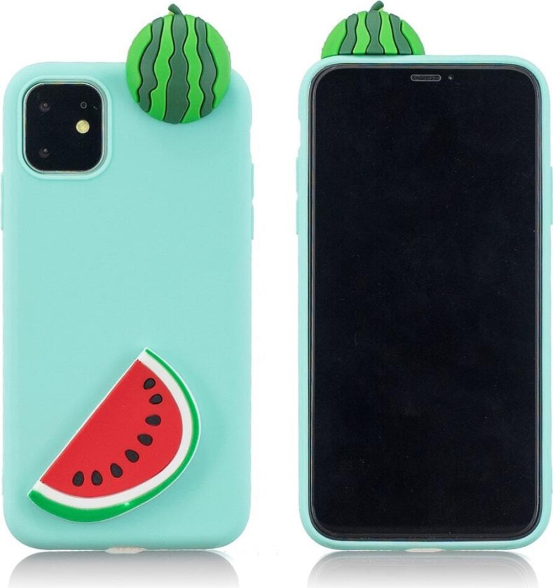 Cute 3D iPhone 11 deksel - Cyan / Vannmelon