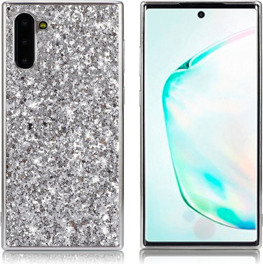 Glitter Samsung Galaxy Note 10 deksel - Sølv