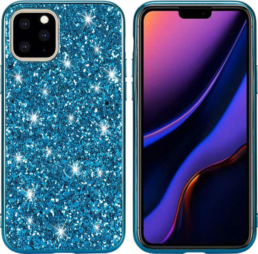 Glitter iPhone 11 Pro deksel - Cyan
