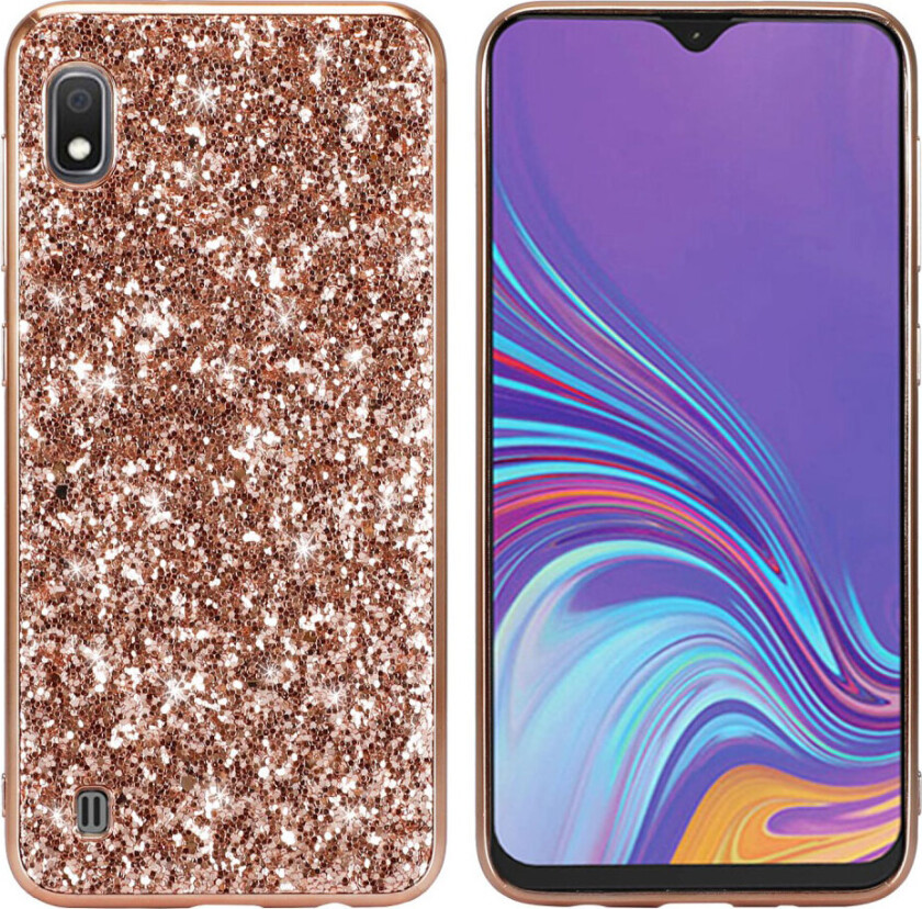 Glitter Samsung Galaxy A10 deksel - Rose gull